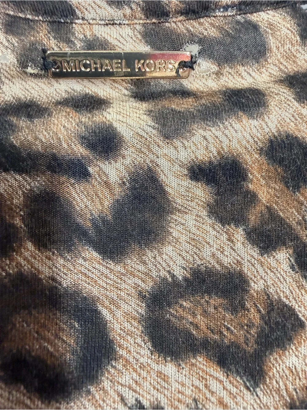 Michael Kors Leopard Print Long Sleeve Top with‎ Black Lace Raglan - Picture 4 of 5